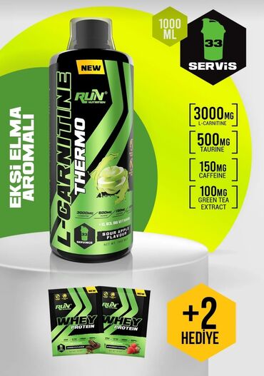 Digər idman və istirahət malları: L-carnitine- 1000ml (33 servus) +(whey protein iki ədəd)