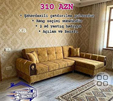 Divanlar: Künc divan – açılan və bazalı model - Müasir dizaynlı L-şəkilli künc — 1