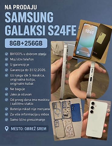 fg electronics model fj 130: ‼️na prodaju‼️ samsung galaksi s24fe 8gb+256gb bh100% cena: 30.000 din — 1