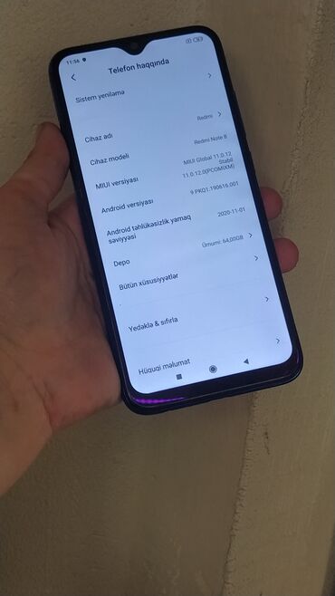 Xiaomi: Xiaomi Redmi Note 8, 64 GB, rəng - Qara, 
 İki sim kartlı