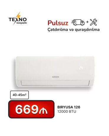 kondisioner balaca: Kondisioner 40-45 kv. m, Split sistem, Kredit yoxdur, Pulsuz quraşdırılma