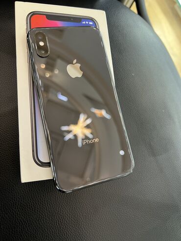 Apple iPhone: IPhone X, Б/у, 256 ГБ, Черный, Защитное стекло, Чехол, Коробка, 100 %