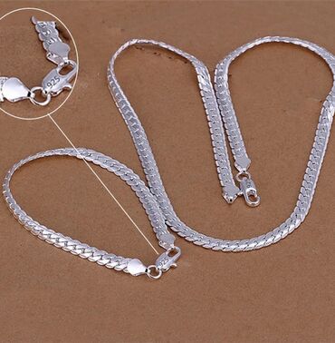 nakit uz teget haljinu: Sterling srebro 925 set ogrlica i narukvica