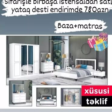 купить спальную мебель: 2 təknəfərlik çarpayı, Dolab, Termo, 2 tumba, Azərbaycan, Yeni