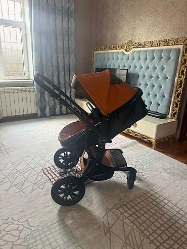 Araba-beşiklər: Uşaq arabası və yemək stolu dəsti 1) Narıncı qış kolyaskası — 4