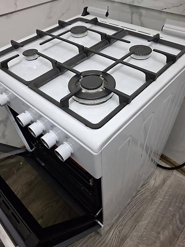 wok: Газовая плита с духовкой, белая, свободностоящая. Основные — 3