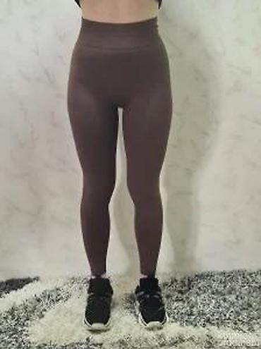 Helanke, biciklistički šortsevi: Ženske sportske helanke – visoki struk, tamno braon - Kroj: uske — 11