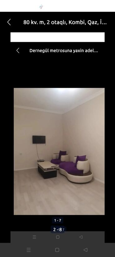 Uzunmüddətli kirayə evlər: 60 kv. m, 2 otaqlı, Kanalizasiya, Kombi, Su — 2