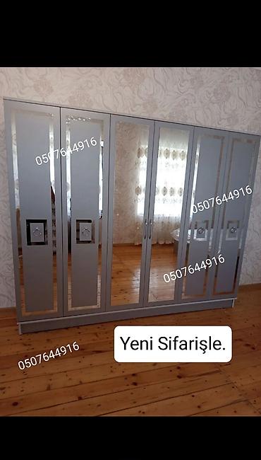 kreslo tek: Düz dolab, Yataq otağı üçün, Paltar üçün, Açılan, Korpuslu, 6 qapı — 1