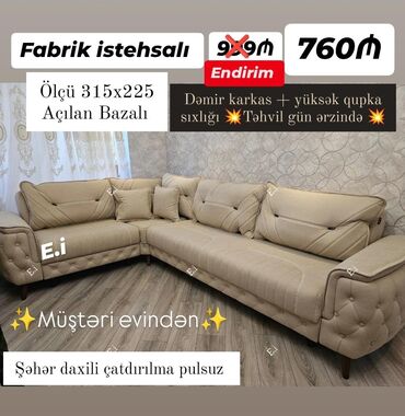Mətbəx mebeli: Künc divan, Yeni, Açılan, Bazalı, Parça, Çatdırılma yoxdur