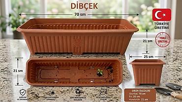 Bitkilər üçün dibçəklər: Dibcek – Türkiyə istehsalı keyfiyyətli gül əkən qab Bağ, balkon, həyət — 1