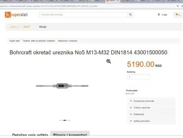 Ostali ručni alati: *** SUPER AKCIJA *** #2984 kvalitetan okretač ureznika No5 M13-M32 — 8