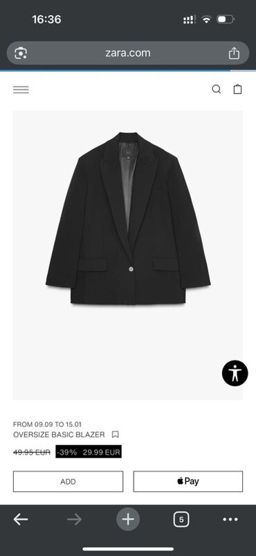 cins pencekler: Məhsul: Zara Oversize Basic Blazer - Rəng: qara - Kəsim: oversize