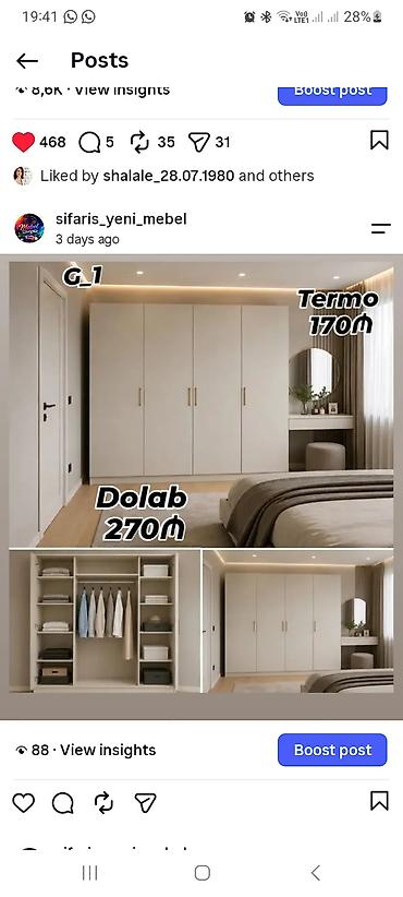 desler: Mebel dəsti – yataq otağı üçün qapalı qarderob və termomasadan ibarət — 1