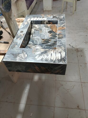 Hamam üçün aksessuarlar: Mərmər effektli konsol-lavabo modulu - Material: Parlaq səthli — 8