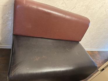 salon divan: İki rəngli vinil/eko‑dəri oturacaq-banquette - Dizayn: qəhvəyi bel — 2