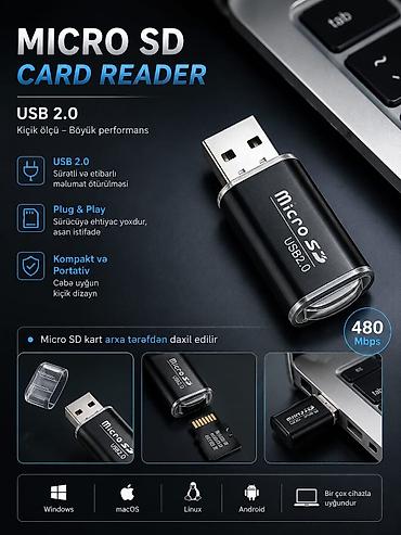 micro card: Məhsul: Micro SD Card Reader – USB 2.0 Xüsusiyyətlər: - USB 2.0 — 1
