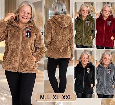 mona olx: Ženska mekana jakna s kapuljačom – pliš/faux fur materijal — 1