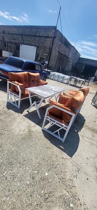 Bağ, çöl mebeli: Yeni, Dördbucaq masa, 3 stul, Açılmayan, Stullar ilə, Metal, Azərbaycan — 3