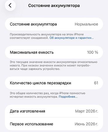 прокат сони: IPhone 17 Pro Max, Б/у, 1 ТБ, Синий, Зарядное устройство, Защитное стекло, Чехол, 100 % — 2