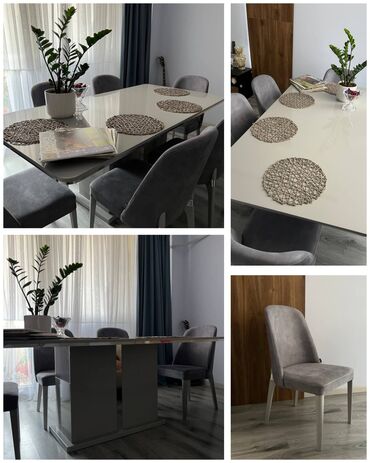 Yataq otağı dəstləri: Qonaq otağı üçün, İşlənmiş, Kvadrat masa, 6 stul