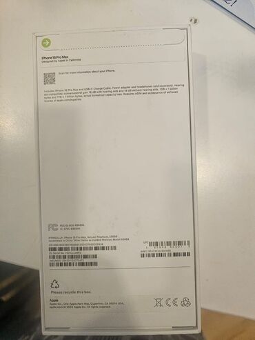 Apple iPhone: IPhone 16 Pro Max, Natural Titanium, Sənədlərlə