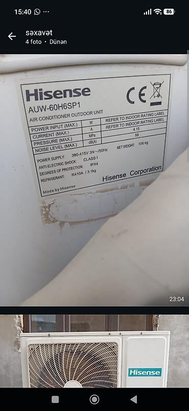 mobil kondisionerlər: Kondisioner Hisense, İşlənmiş, 100-dən çox kv. m, Split sistem, Kredit yoxdur — 2