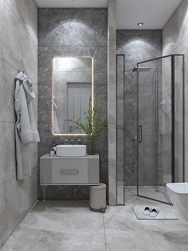 yeni ev modelleri: Kafel Metlaq ustasi - Müasir, minimalist üslubda layihələndirmə: boz — 3