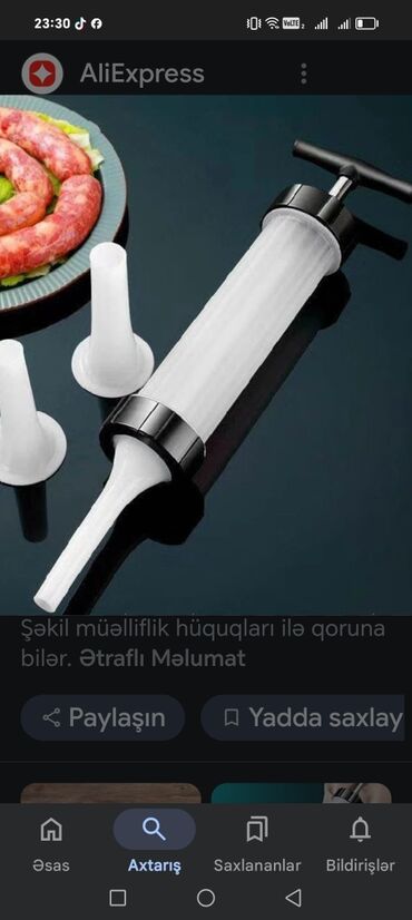 Kolbasa, sosiska aparatları: Kolbasa hazirlanmasi üçün şpris — 7