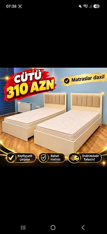 İkili tək nəfərlik çarpayı dəsti – matrassız deyil, matraslar