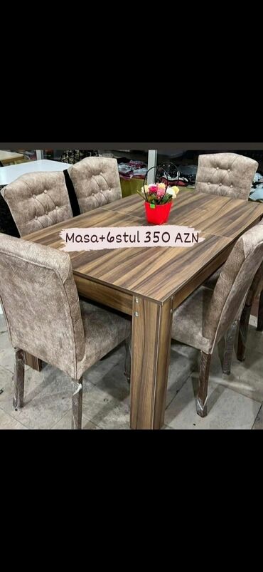 Masa və oturacaq dəstləri: Qonaq otağı üçün, Yeni, Açılmayan, Dördbucaq masa, 6 stul -da lalafo.az — 24 Masa və oturacaq dəstləri: Qonaq otağı üçün, Yeni, Açılmayan, Dördbucaq masa, 6 stul — 24