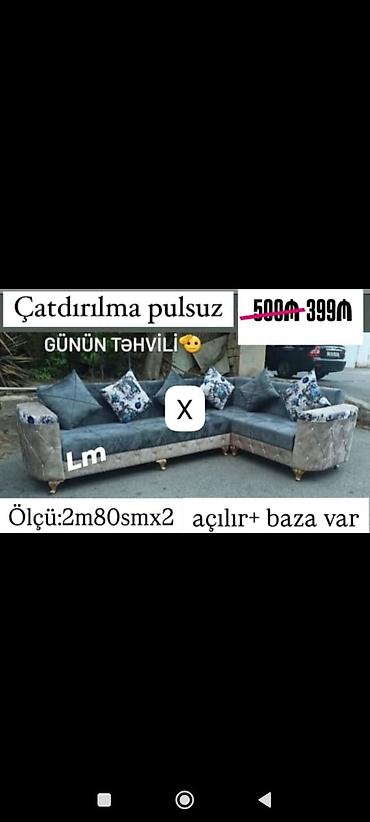 Divanlar: L formalı künc divan - Ölçü: 2 m 80 sm x 2 m (2.80 x 2.00) - Açılır — 1