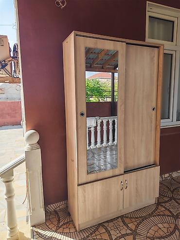 kombi şkafı: İki qapılı sürgülü şkaf – güzgülü model - Material: açıq palıd rəngli — 2