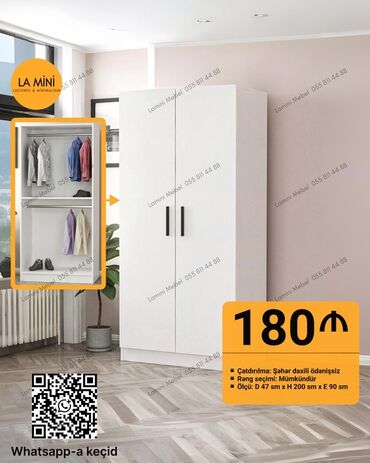 Dolablar: Yeni, Açılan, 2 qapılı Düz dolab, Qarderob, paltar dolabı, Azərbaycan