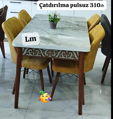stol və stullar: Mətbəx üçün, Yeni, Dördbucaq masa, 4 stul — 1