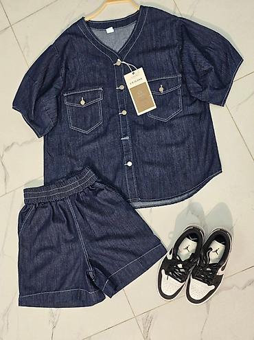 Костюмы с шортами: Джинсовый комплект: рубашка с коротким рукавом + шорты 😍😍😍 стильная — 6