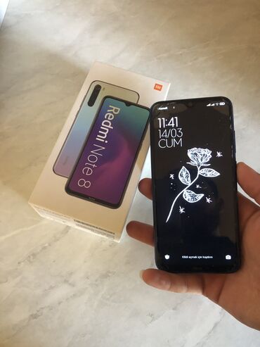 telefon aksesuarları baki: Xiaomi Redmi Note 8, 64 GB, rəng - Göy, 
 Barmaq izi, Face ID