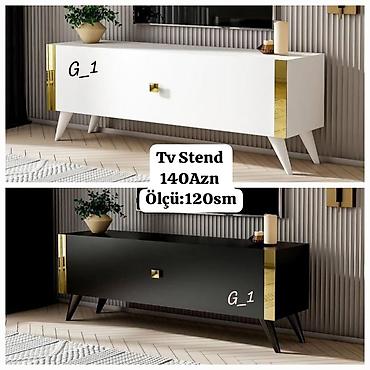 TV stend - Model: Minimalist üslubda, modern dizayn - Rənglər: ağ və