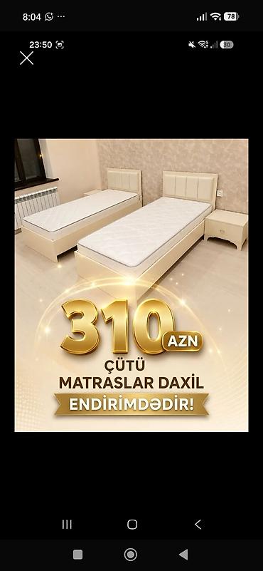 sam: İki ədəd tək nəfərlik çarpayı dəsti – matraslarla birlikdə. - — 1