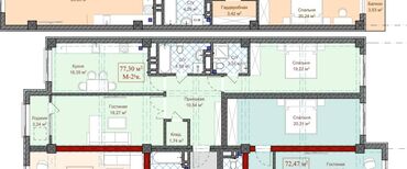 псо в строительстве: 2 комнаты, 77 м², Элитка, 8 этаж, ПСО (под самоотделку)