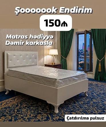 Çarpayılar: Ağ rəngli tək nəfərlik çarpayı - Dəmir karkaslı möhkəm konstruksiya - — 1