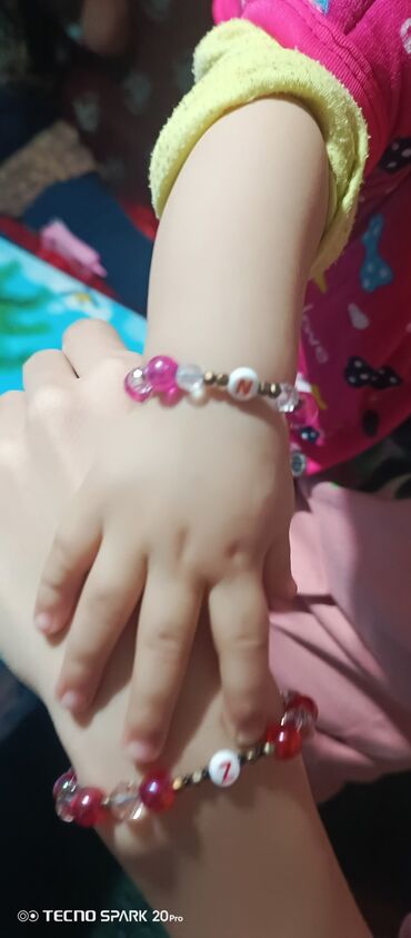 Bilərziklər: Uşaq üçün boncuk bilərziklər - Material: akril boncuklar, şəffaf — 4