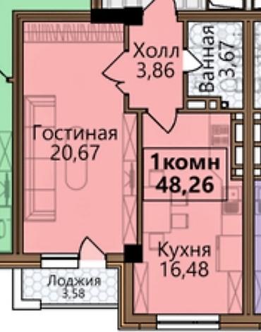 elif: 1 комната, 47 м², Асанбай мкр Элитка, 2 этаж, ПСО (под самоотделку) — 2