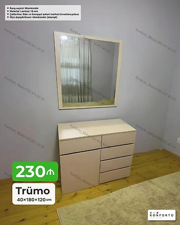 зеркало в ванную: Trümo dəsti – güzgü və çekmecəli komod - Ölçülər: 40×180×120 sm - — 1