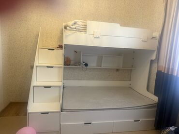 Для девочки и мальчика, Кровать, С матрасом, С выдвижными ящиками, МДФ