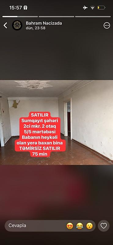 ev alqi satqi bakida: Satılır: Sumqayıt şəhəri, 2-ci mikrorayon - 2 otaqlı mənzil - 5 — 1