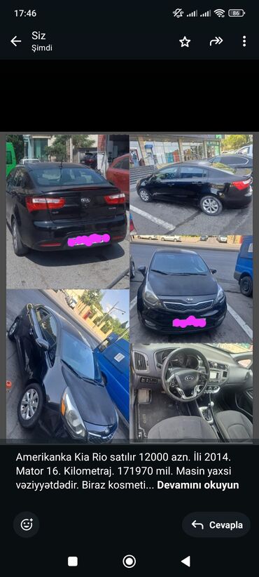 последующий выкуп авто бишкеке: Əlaqə 070 868 31 73 Amerikanka Kia Rio satılır 12000 azn. İli 2014