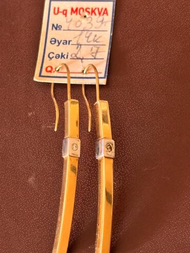Sırğalar: Sırğa, Sarı qızıl, 585 Əyar, 2 g, Pulsuz çatdırılma