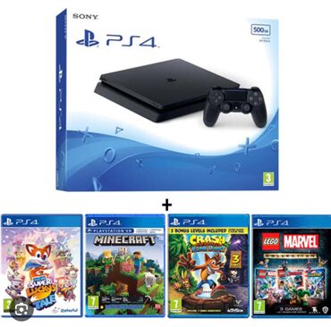 бу стралный: Игровой комплект PlayStation 4 Slim + 4 игры - Консоль Sony