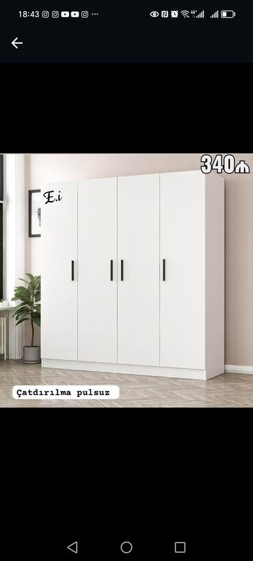 Dolablar: Yeni, Kupe, 5 qapı Düz dolab, Dolab-asılqan, Azərbaycan — 12